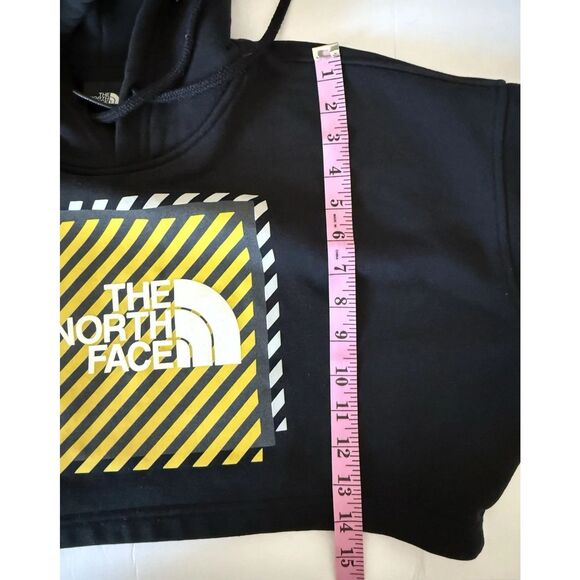 The North Face Womens Cropped Hoodie Black Yellow Cozy Preppy Outdoor Medium - Picture 12 of 13